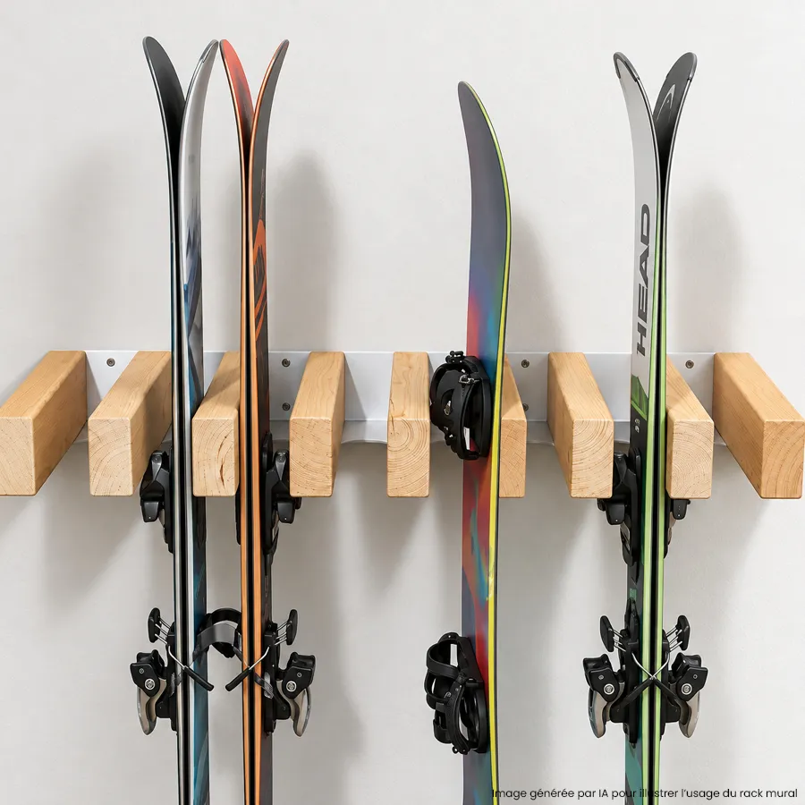 rack à ski mural en situation