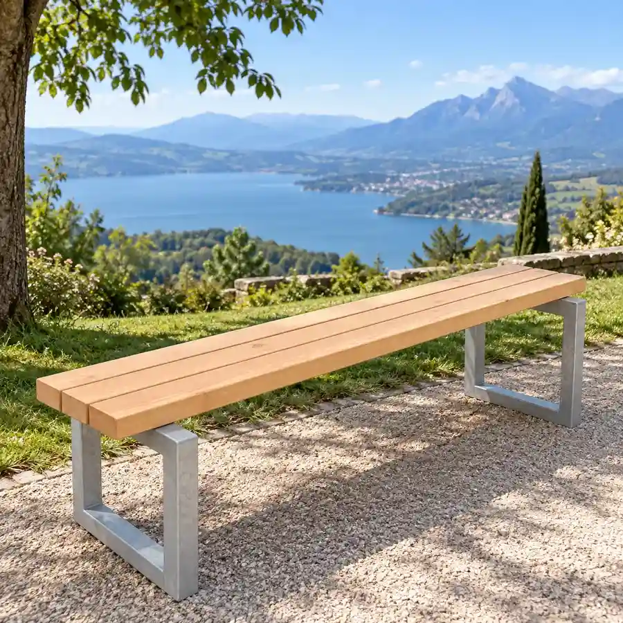 banc extérieur bois - en situation au sein d'un panorama exceptionnel