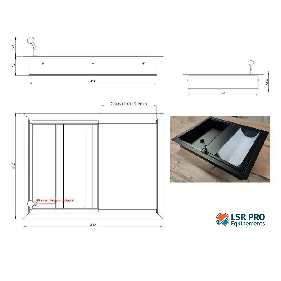 côtes passe document coulissant 545 laqué noir