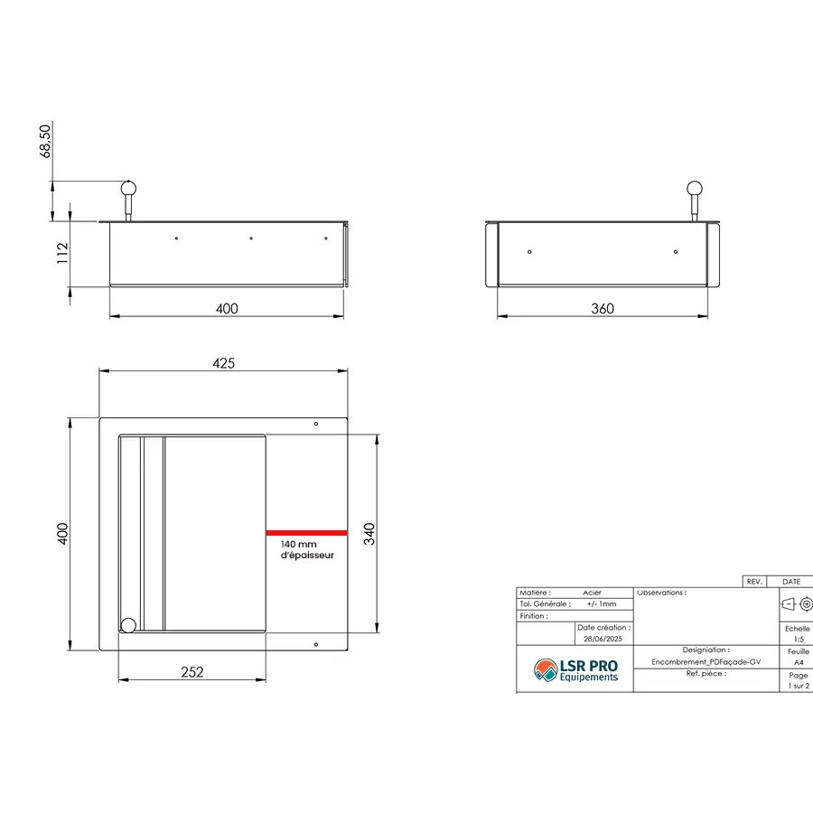 plan passe document de façade avec interphonie