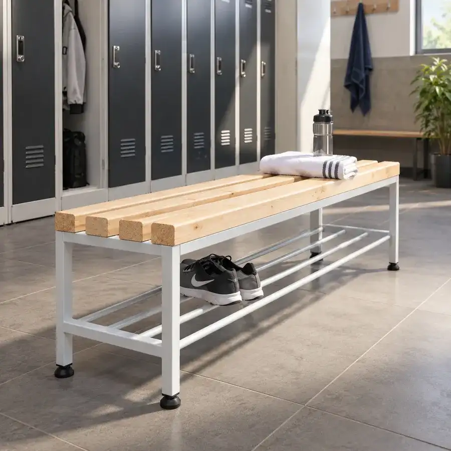 banc vestiaire en situation dans un casier