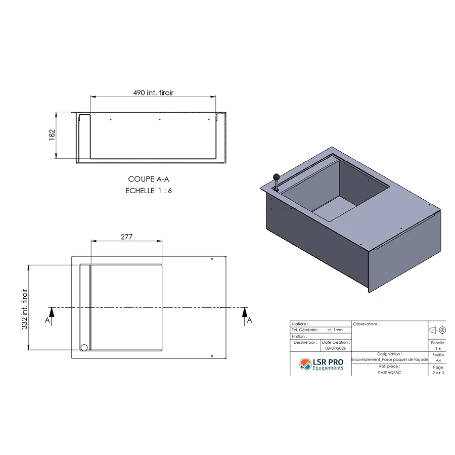 dimensions intérieures passe-paquet de façade